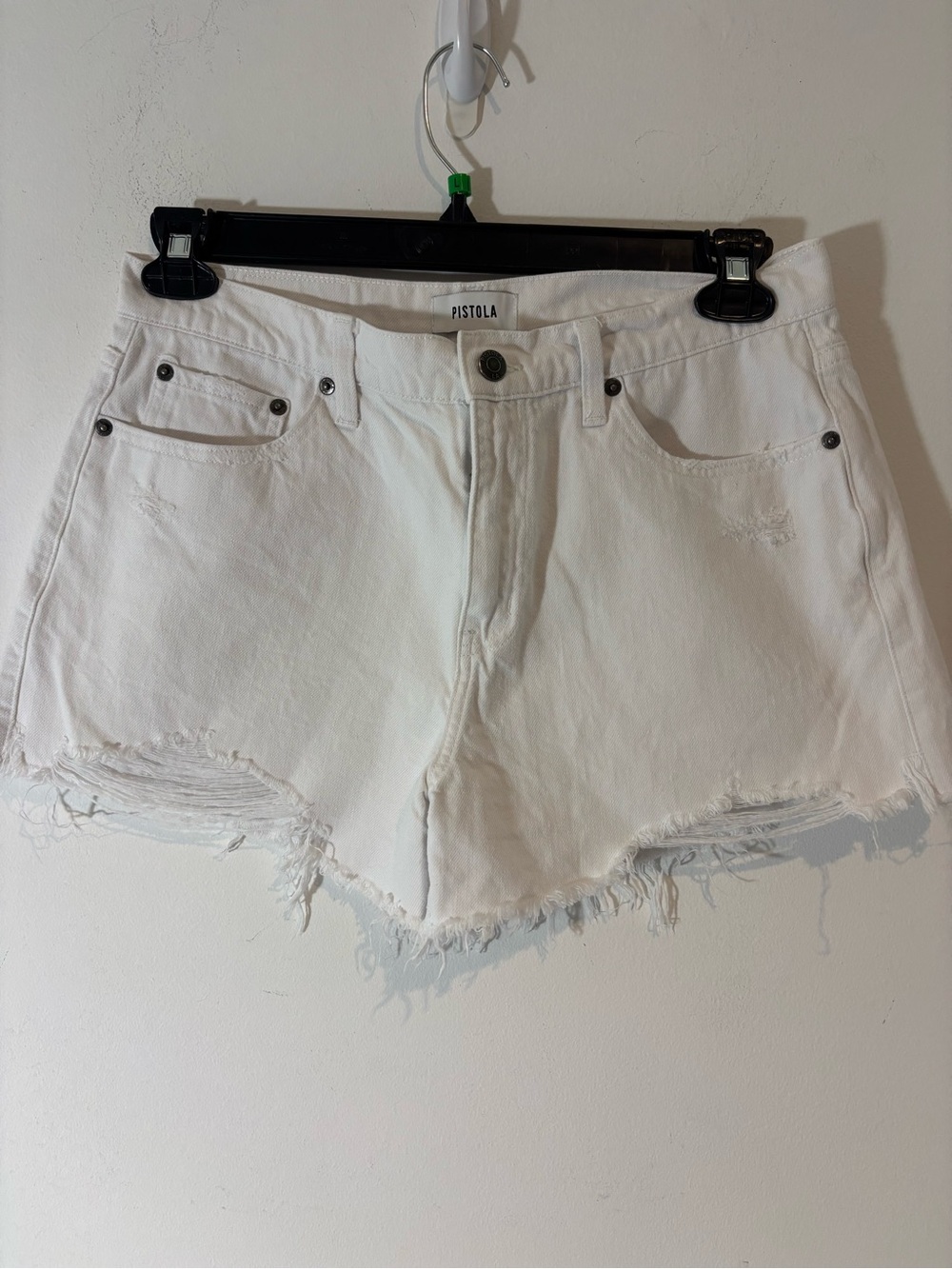 Pistola Women Size 29 White Frayed Distressed Denim Shorts SummerCasual Vacation